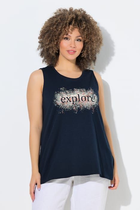 Débardeur coupe évasée, motif EXPLORE, décolleté rond
