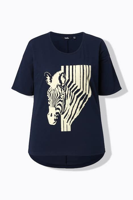 T-shirt oversize, motif zèbre, décolleté rond et manches courtes