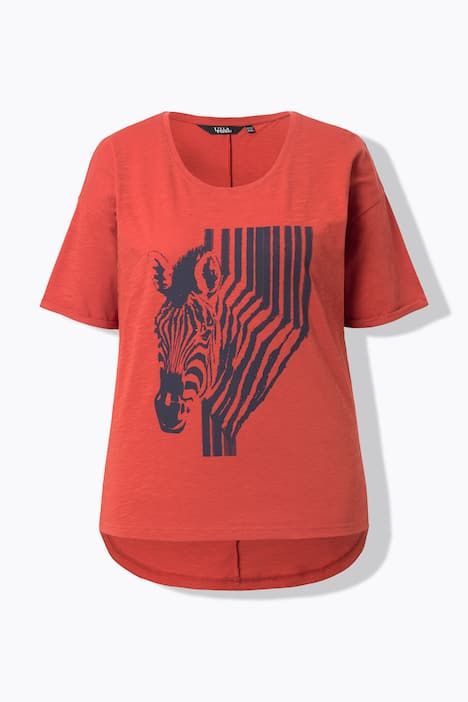 T-shirt oversize, motif zèbre, décolleté rond et manches courtes