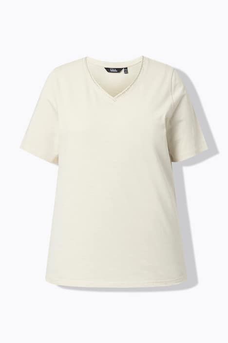 T-shirt avec broderie, décolleté en V et manches courtes, coupe Classic Fit