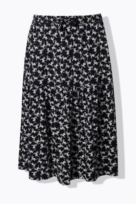 Jupe maxi motif à fleurs, taille élastique et base volantée, coupe évasée