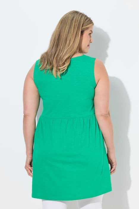 Débardeur long en coton bio, sans manches, décolleté rond et couture empire