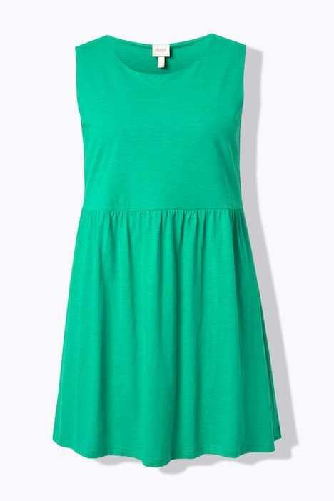 Débardeur long en coton bio, sans manches, décolleté rond et couture empire