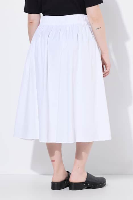 Jupe midi en Papertouch, poches et taille élastique, coupe évasée