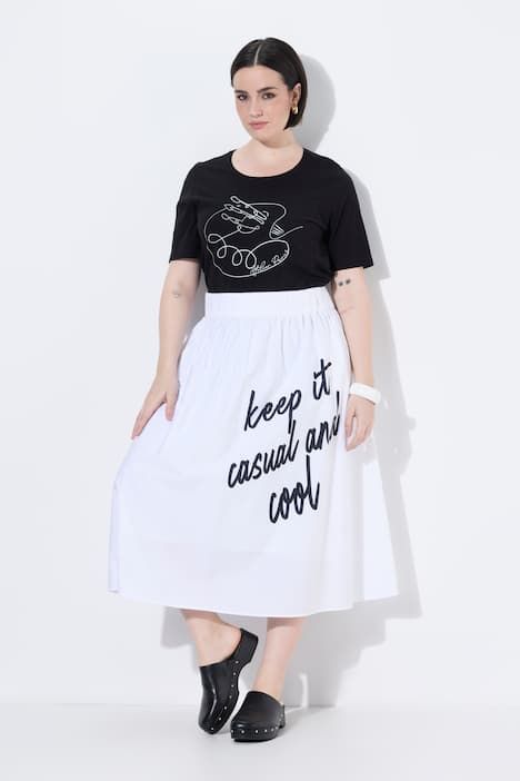 Jupe midi en Papertouch, poches et taille élastique, coupe évasée