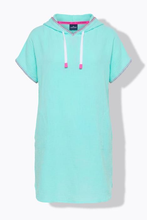 Robe de plage à capuche en mousseline, manches 1/2