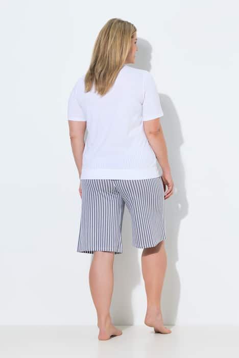 Pyjama deux pièces, short + T-shirt décolleté rond, manches courtes et motif âne