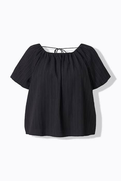 Blouse oversize doublée, décolleté Carmen et manches courtes