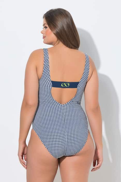 Maillot de bain vichy, bande de maintien au dos, label OEKO-TEX
