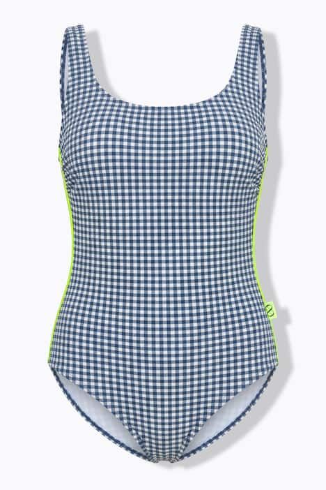 Maillot de bain vichy, bande de maintien au dos, label OEKO-TEX