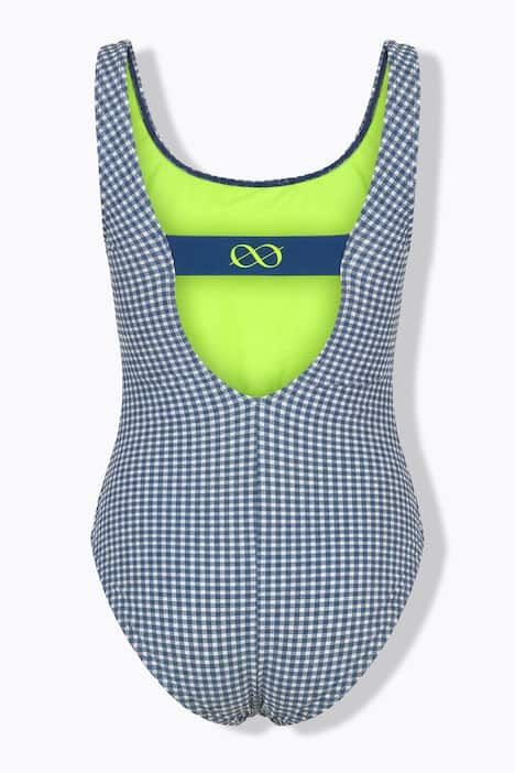 Maillot de bain vichy, bande de maintien au dos, label OEKO-TEX