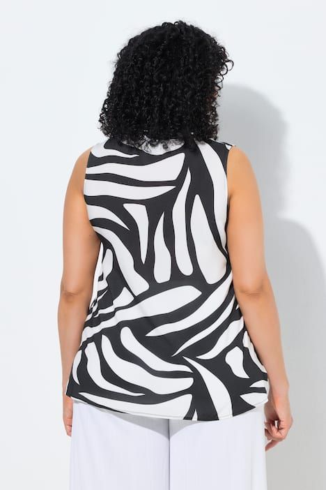 Blouse sans manches, motif zébré, décolleté en V et coupe évasée