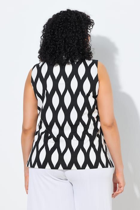 Haut sans manches, motif alvéoles, col tunisien et coupe évasée