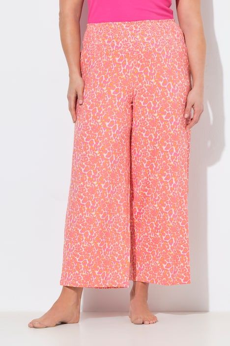 Pantalon Marlène, motif léopard, jambe large et taille élastique