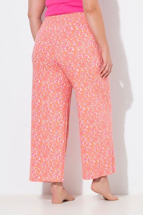 Pantalon Marlène, motif léopard, jambe large et taille élastique
