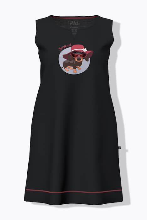 T-shirt long sans manches, motif chien, décolleté rond