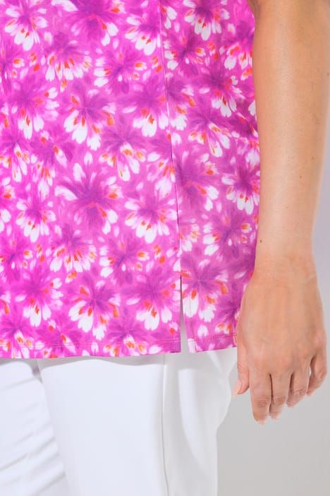 T-shirt au tombé fluide, décolleté en V avec pli fantaisie et manches courtes, coupe évasée