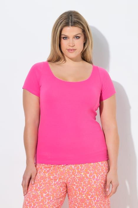 T-shirt avec soutien-gorge intégré, décolleté en V et manches courtes