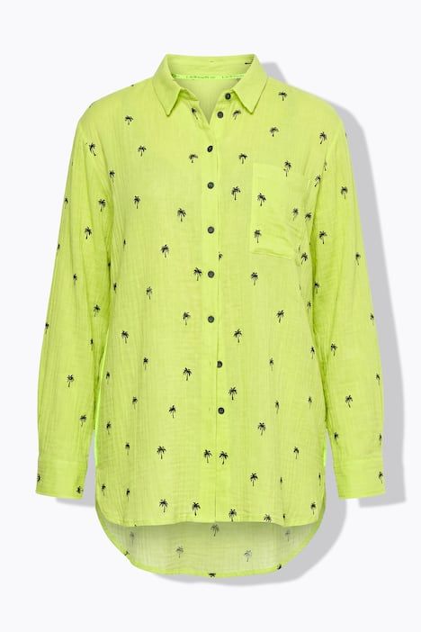 Chemisier long en mousseline, manches longues, imprimé