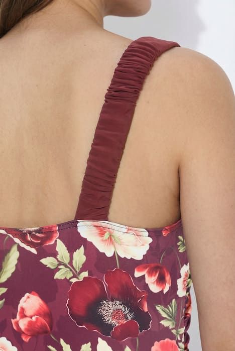 Maillot de bain, bonnets souples, motif floral et bretelles « scrunchie », matière recyclée