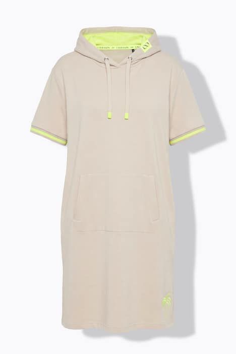 Robe sweat de plage, manches 1/2, capuche, imprimé au dos