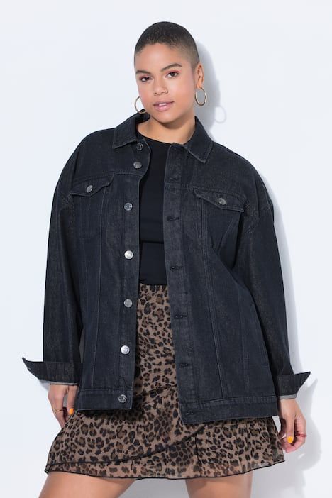 Veste en jean, manches longues et broderie dans le dos, coupe Boxy Fit