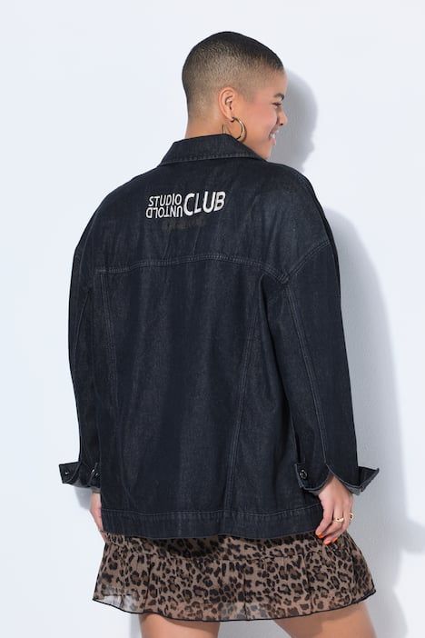 Veste en jean, manches longues et broderie dans le dos, coupe Boxy Fit