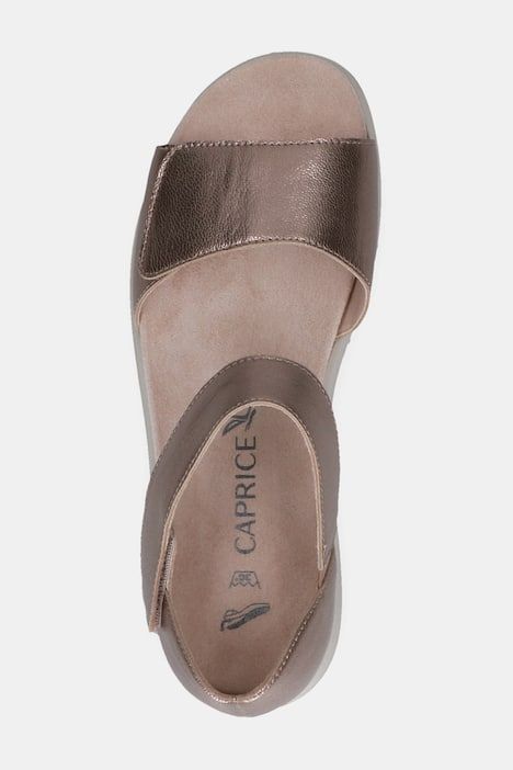 Sandalettes en cuir Caprice, fermeture à scratch et semelle de propreté amovible - largeur G