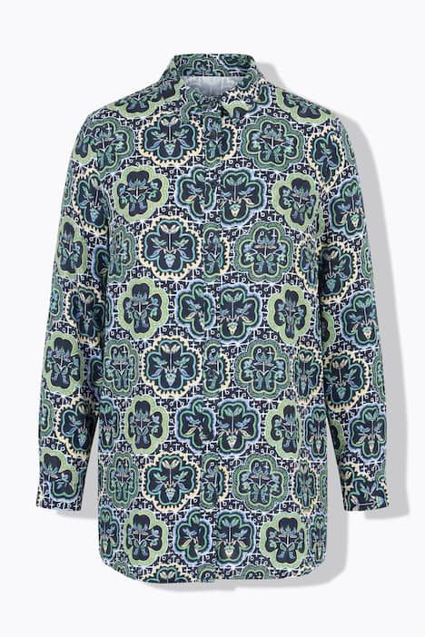 Chemisier à manches longues, imprimé mosaïque et coupe Straight Fit