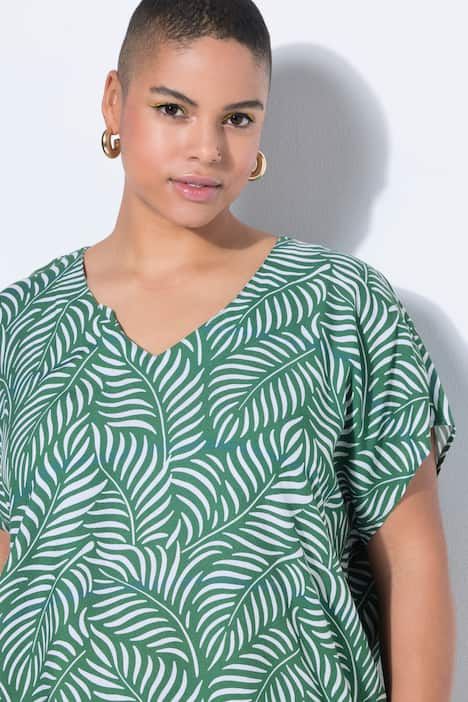 Blouse oversize, imprimé feuilles