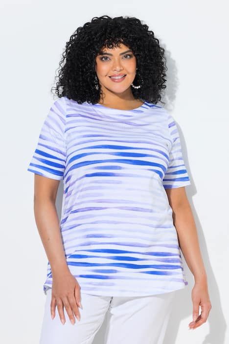 T-shirt en coton Pima, pierres fantaisie, décolleté en V et manches courtes