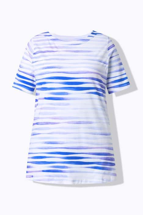 T-shirt en coton Pima, pierres fantaisie, décolleté en V et manches courtes