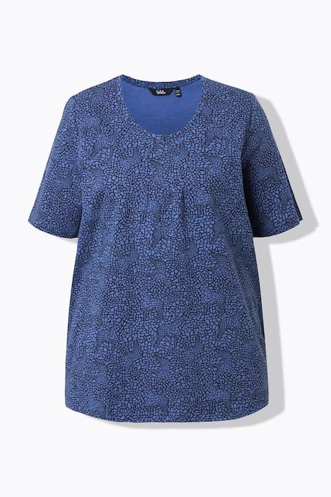 T-shirt motif girafes, décolleté en V et manches courtes, coupe évasée