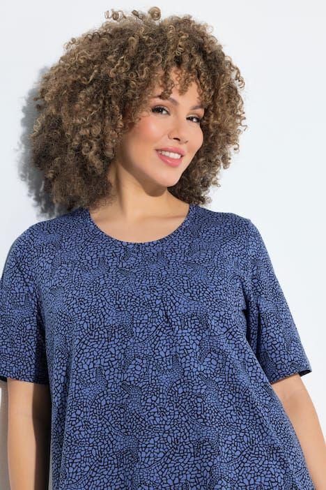 T-shirt motif girafes, décolleté en V et manches courtes, coupe évasée