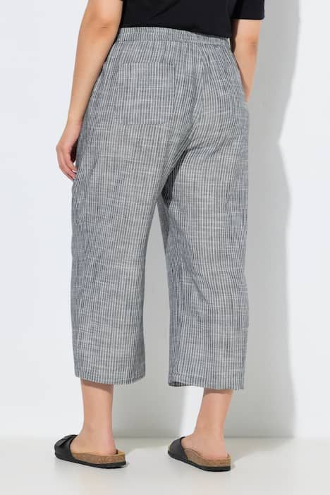 Jupe-culotte Rose en lin mélangé, fines rayures et jambe large