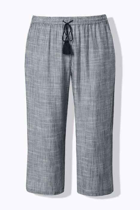 Jupe-culotte Rose en lin mélangé, fines rayures et jambe large