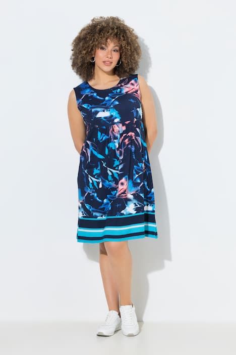 Robe en jersey sans manches, poches et décolleté rond, coupe évasée