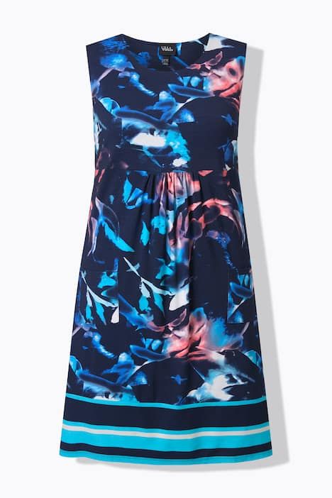 Robe en jersey sans manches, poches et décolleté rond, coupe évasée