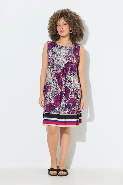 Robe en jersey sans manches, poches et décolleté rond, coupe évasée