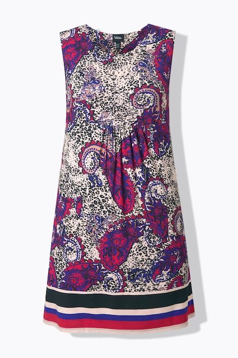 Robe en jersey sans manches, poches et décolleté rond, coupe évasée