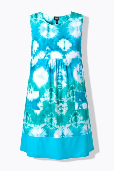 Robe en jersey sans manches, poches et décolleté rond, coupe évasée