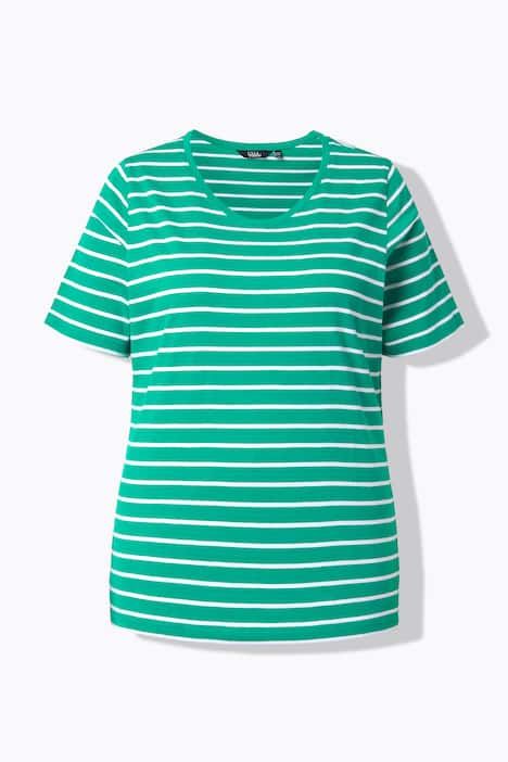 T-shirts en lot de 2, uni/rayures, décolleté en V et manches courtes