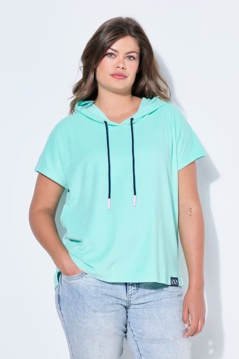 Sweat-shirt en tissu éponge, manches 1/2, capuche