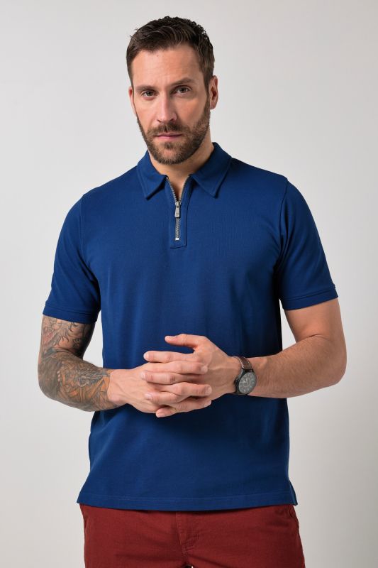 Polo JP 1880 à manches courtes, tissu piqué et fermeture zippée - jusqu'au 8 XL