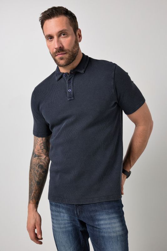 Polo JP 1880 à manches courtes, tissu gaufré, style vintage - jusqu'au 8 XL