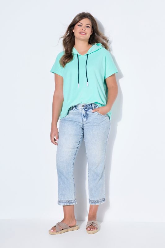 Jean slim 7/8, ourlet brodé