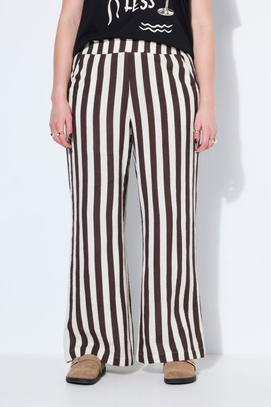 Pantalon en mousseline rayée, jambe large et taille élastique