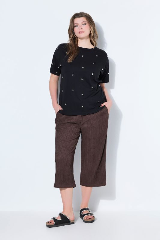 Jupe-culotte en jersey texturé, jambe large