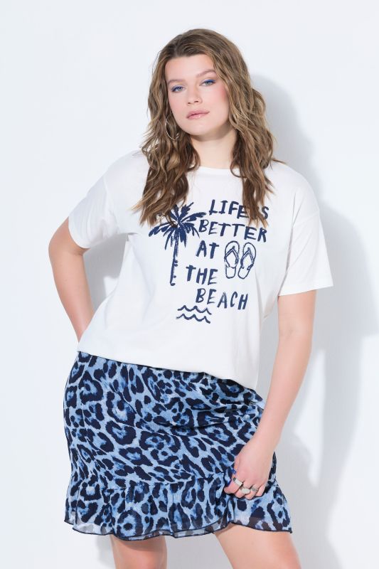Mini-jupe évasée léopard à volants, taille élastiquée