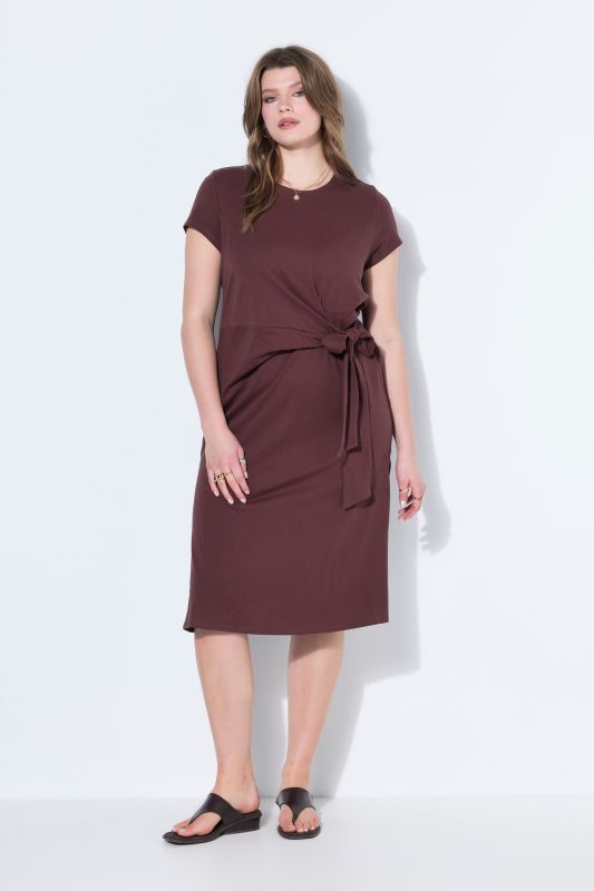 Robe midi en jersey évasée, drapé